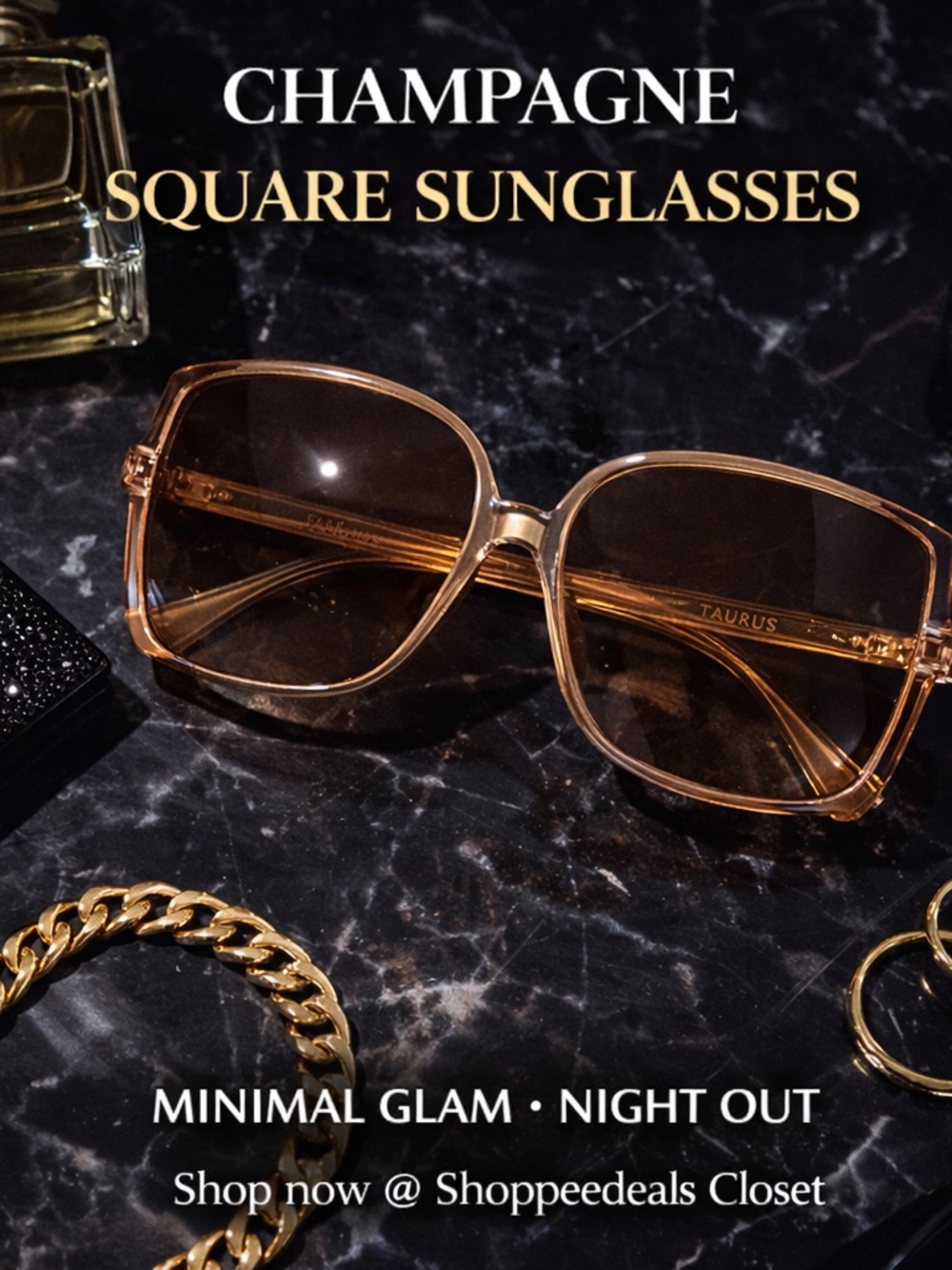 Taurus Square Champagne Eyeglasses T-52 Pink 52-16 Retro Frame